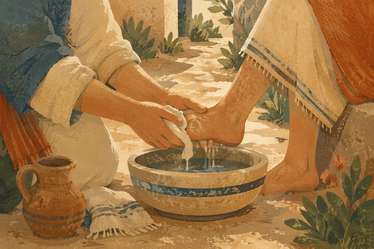 Humble Foot Washing on Garden Path