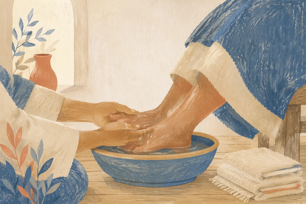 Humble Foot Washing Service in Warm Light