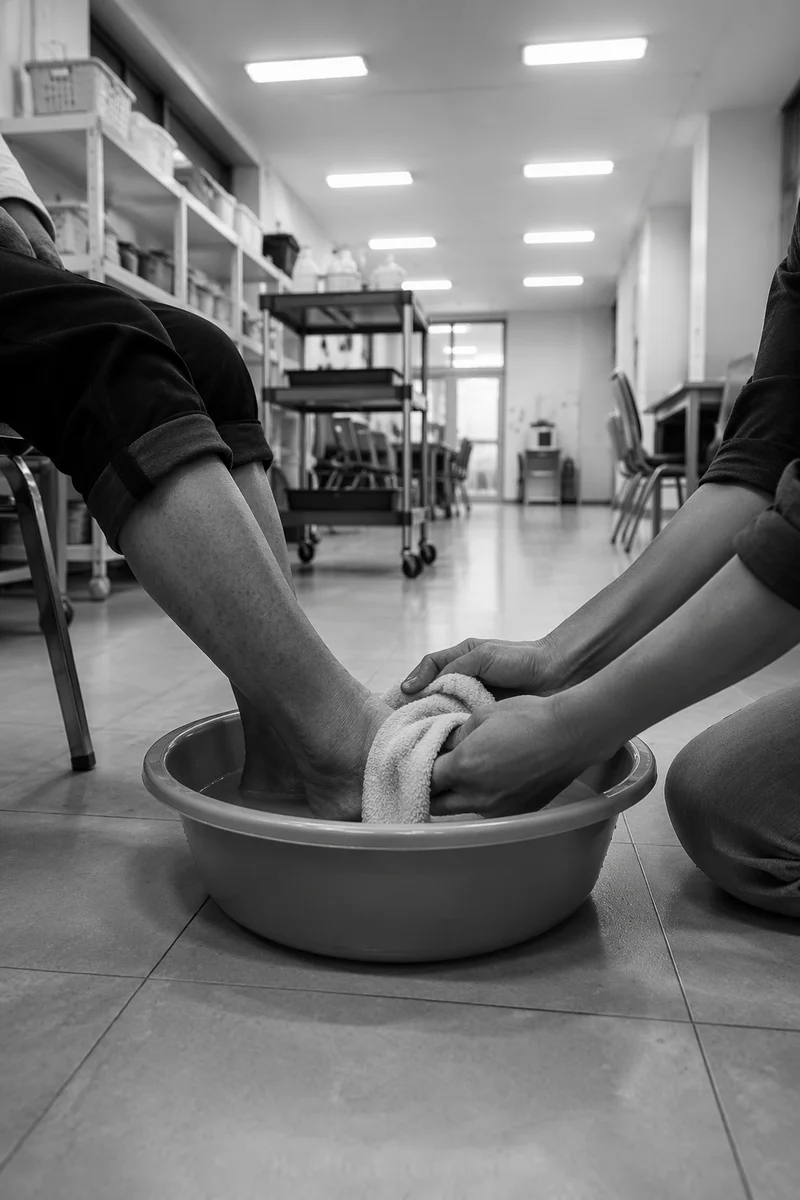 Humble Foot Washing Service in Community Room