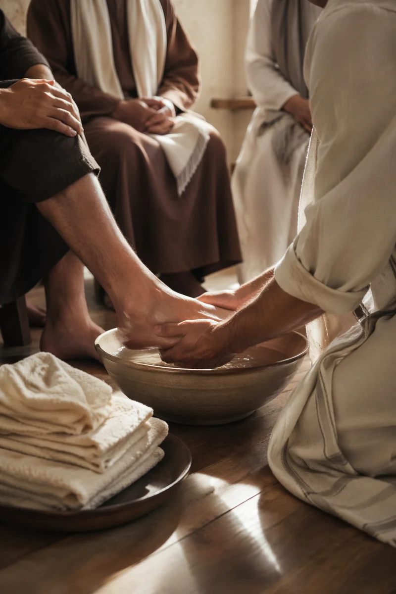 Humble Foot Washing Service in Morning Light