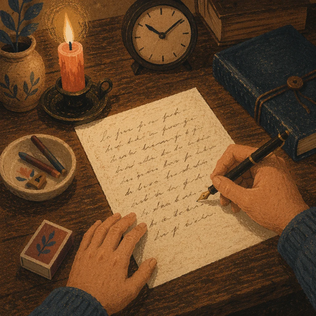 Handwritten Letter by Warm Candlelight