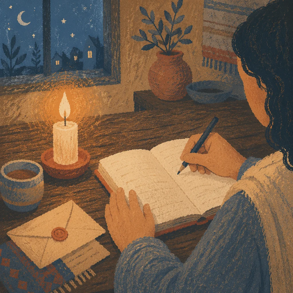 Heartfelt Letter Writing by Candlelight