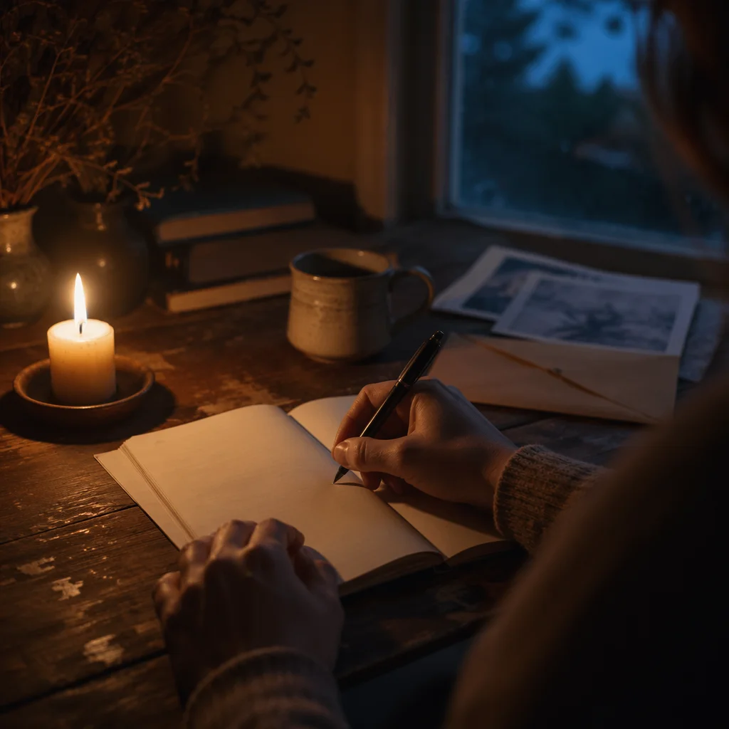 Candlelit Letter Writing in Quiet Reflection