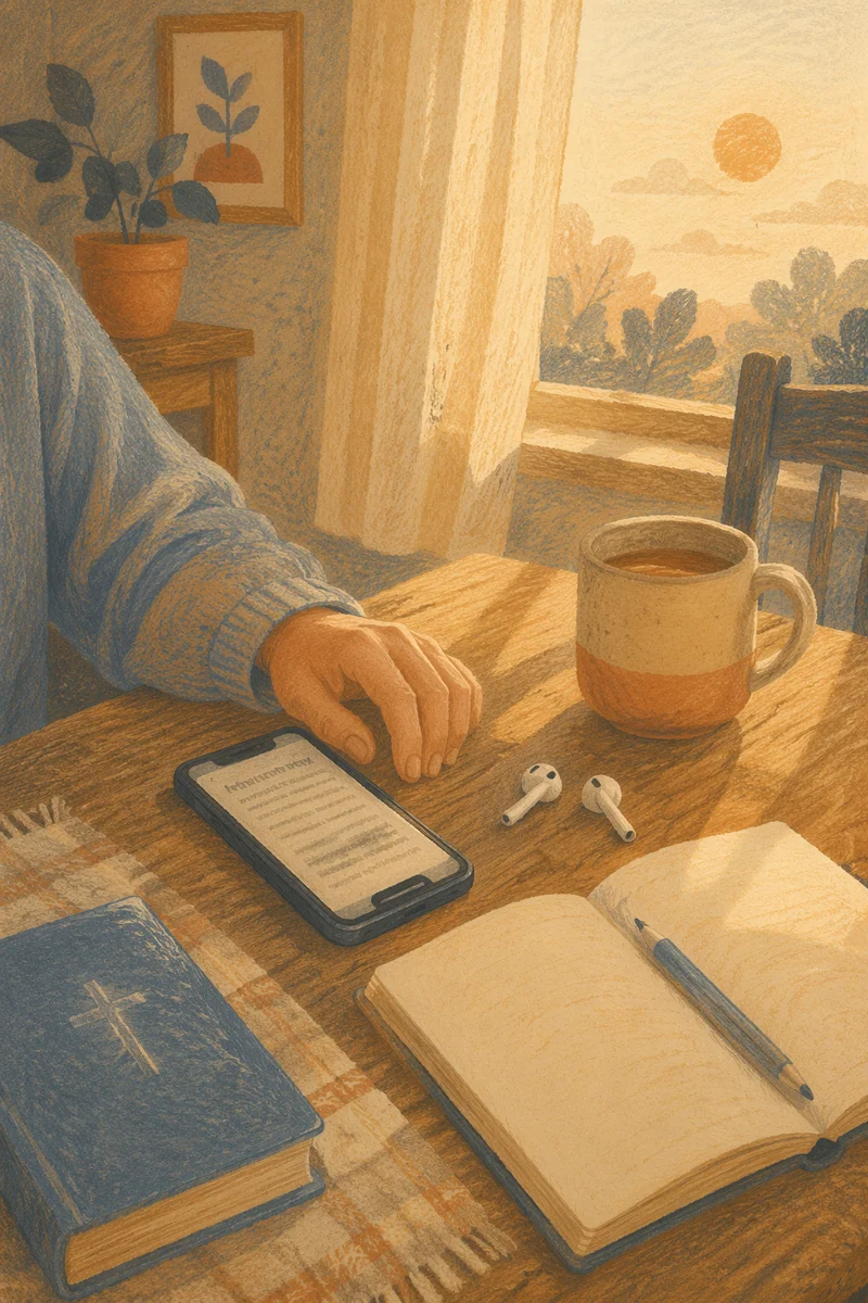 Quiet Morning Table with Bible App