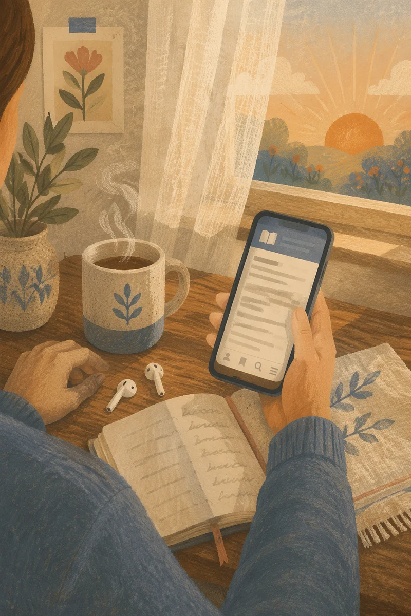 Morning Reading App at Kitchen Table