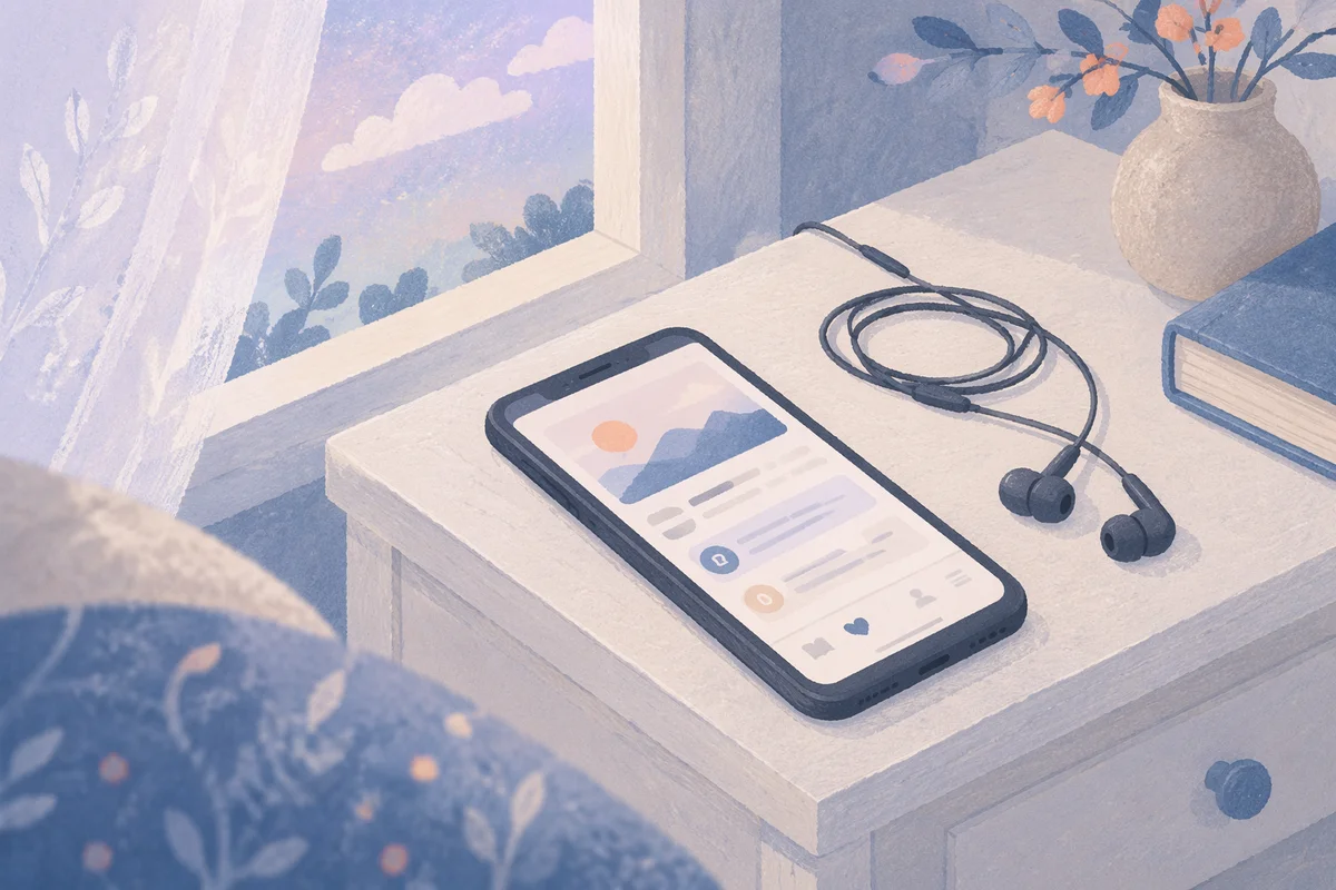 Morning Devotion App With Earbuds
