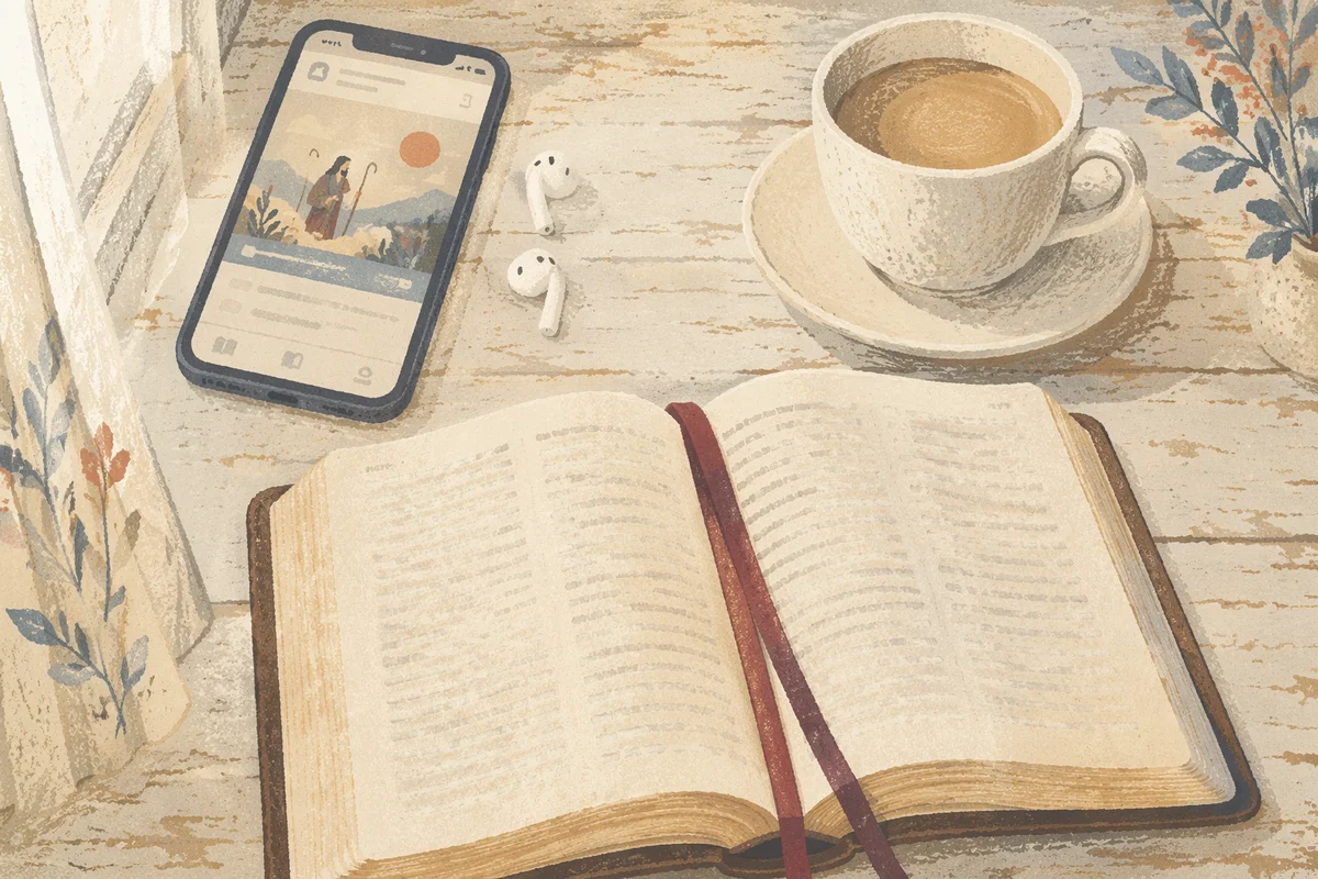 Morning Bible and Coffee Flat Lay