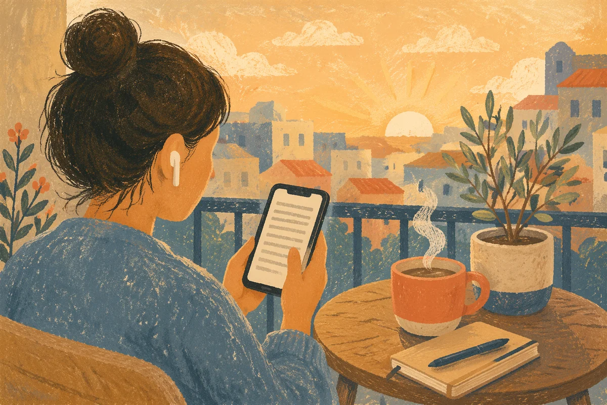 Morning Reading on Apartment Balcony