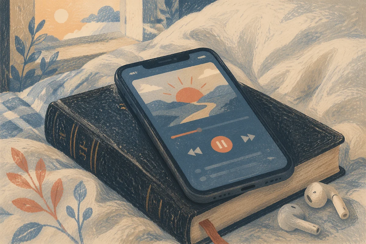 Morning Bible App and Earbuds Devotion