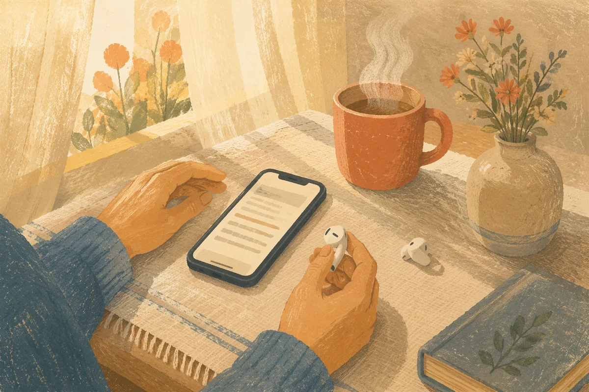 Morning Table with Phone and Earbuds