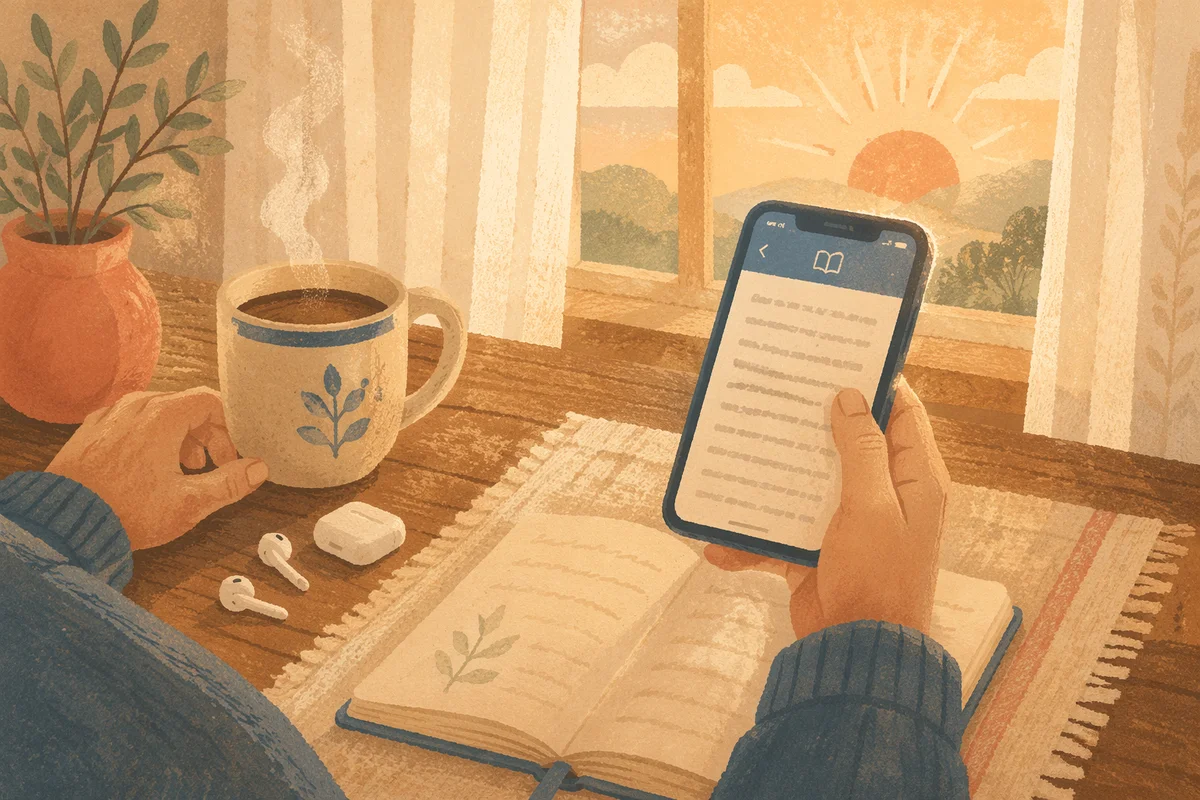 Morning Bible App at Kitchen Table