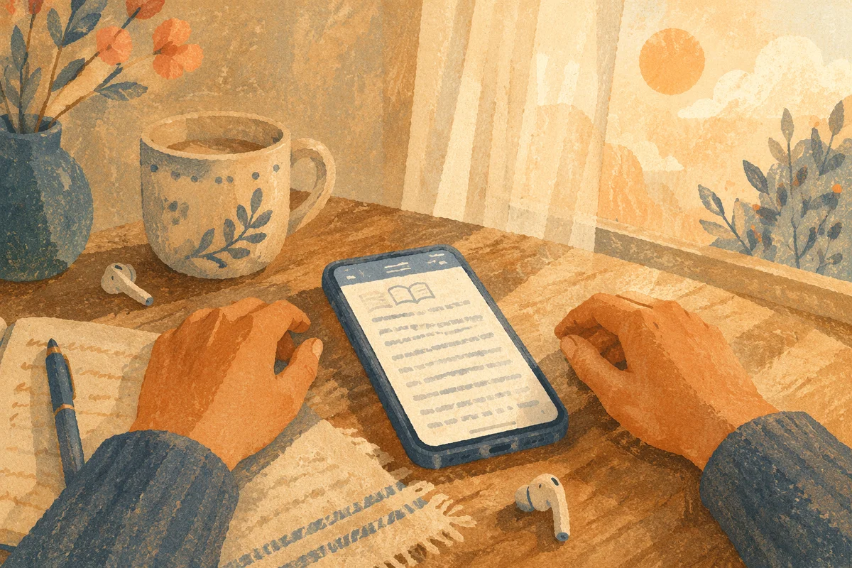 Morning Table with Phone and Earbuds