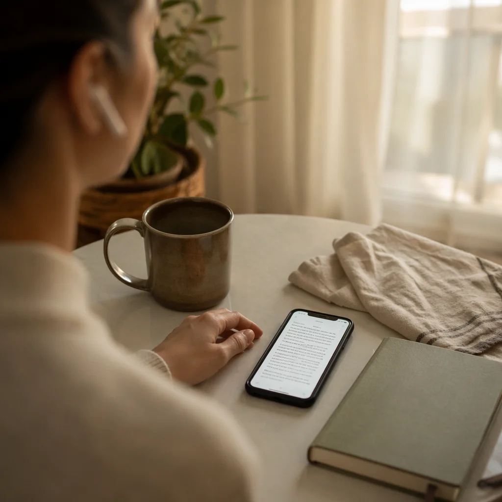 Smartphone Bible App on Kitchen Table