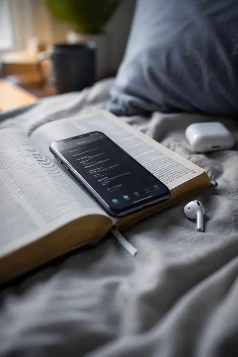 Morning Bible App With Earbuds