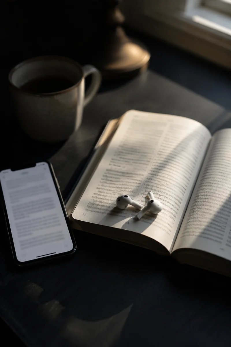 Morning Bible App Devotion with Earbuds
