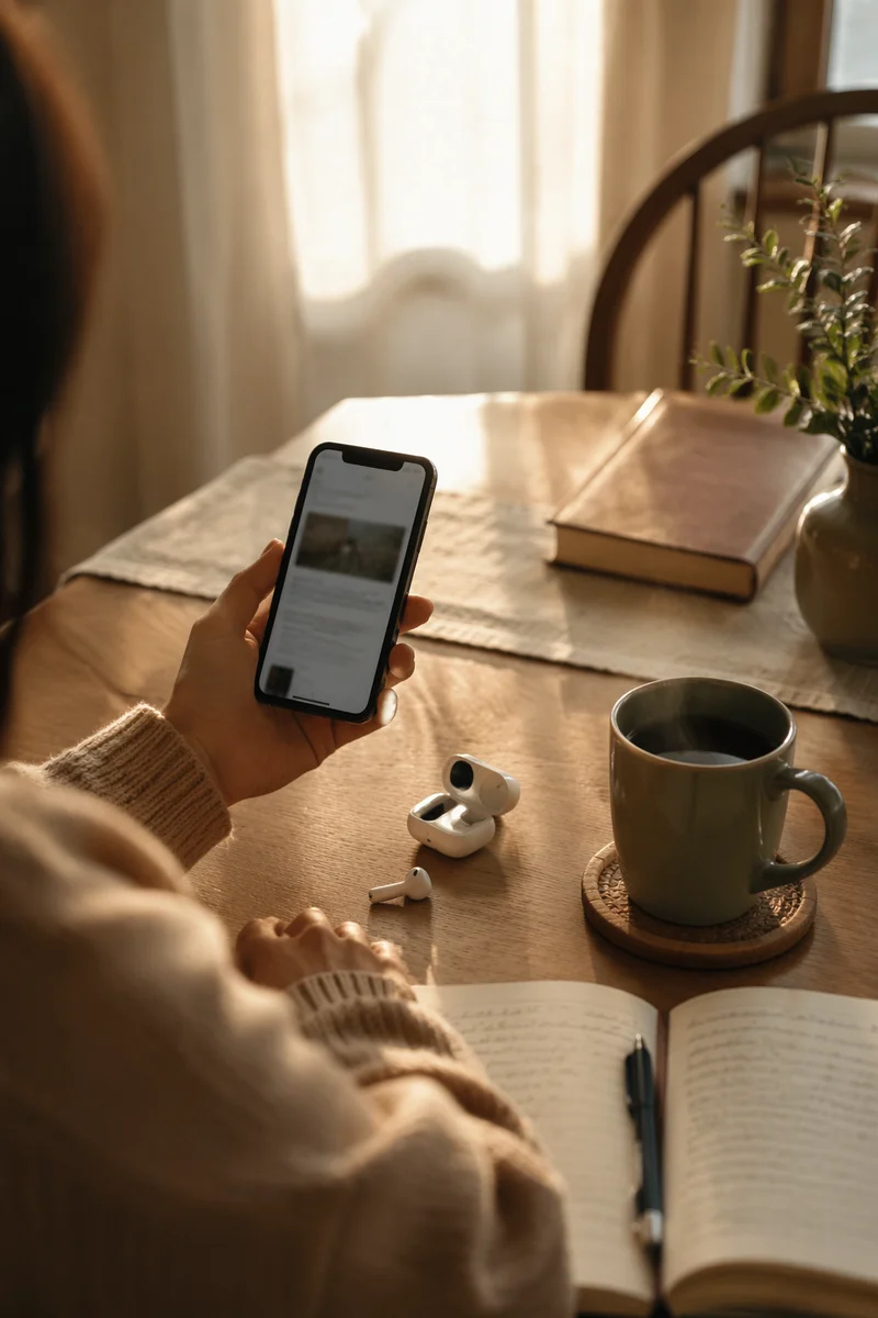 Morning Bible App Devotion with Earbuds