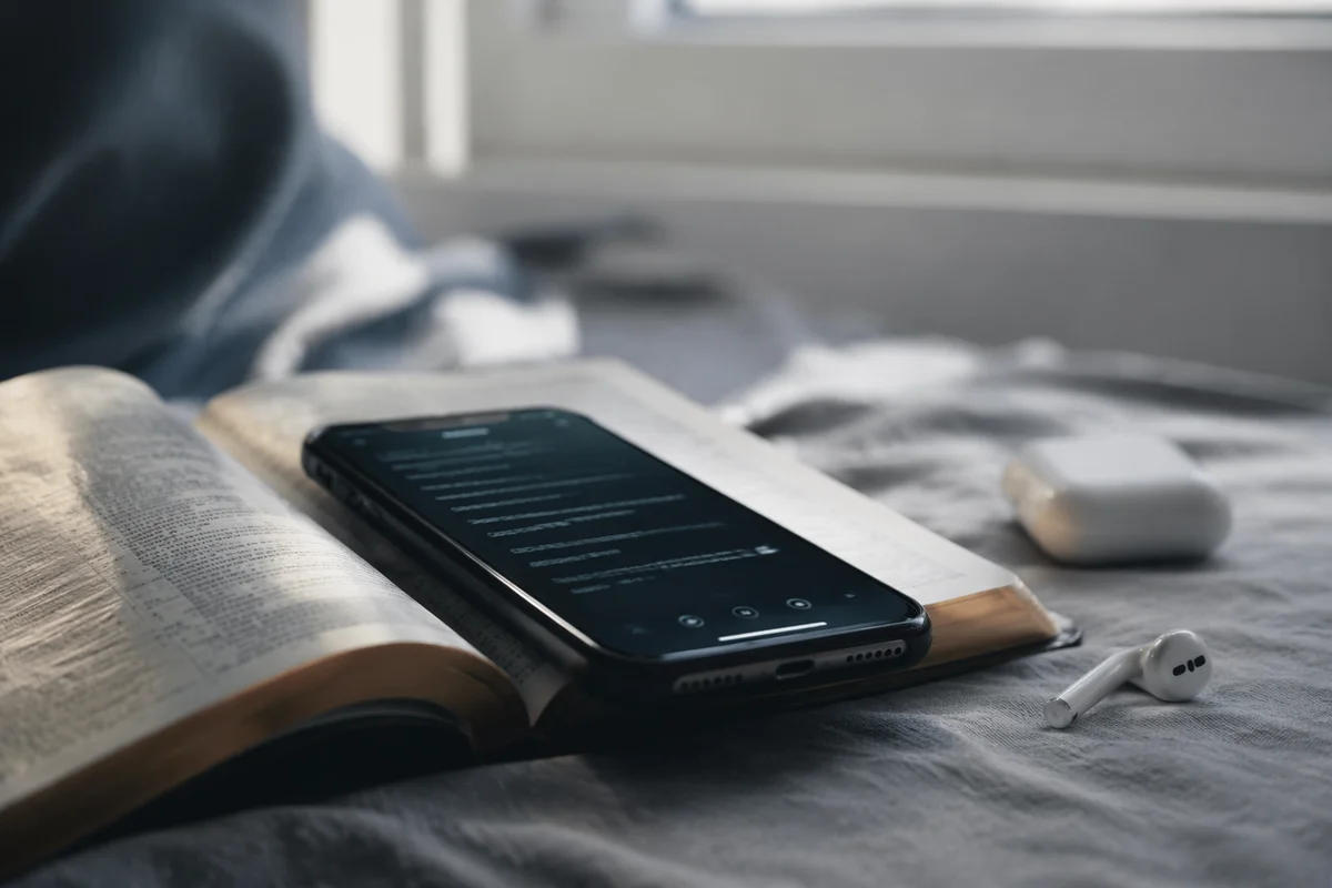 Morning Bible App with Earbuds
