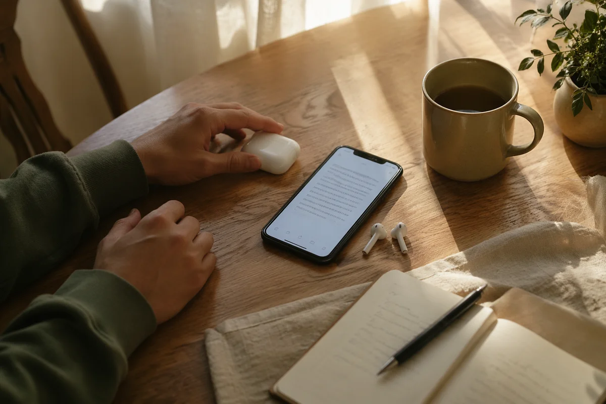 Morning Bible App Devotion with Earbuds