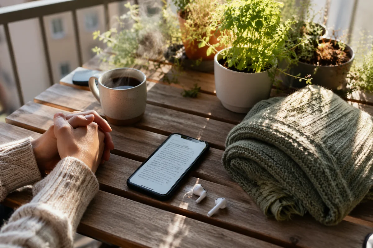 Morning Devotion with Bible App and Earbuds