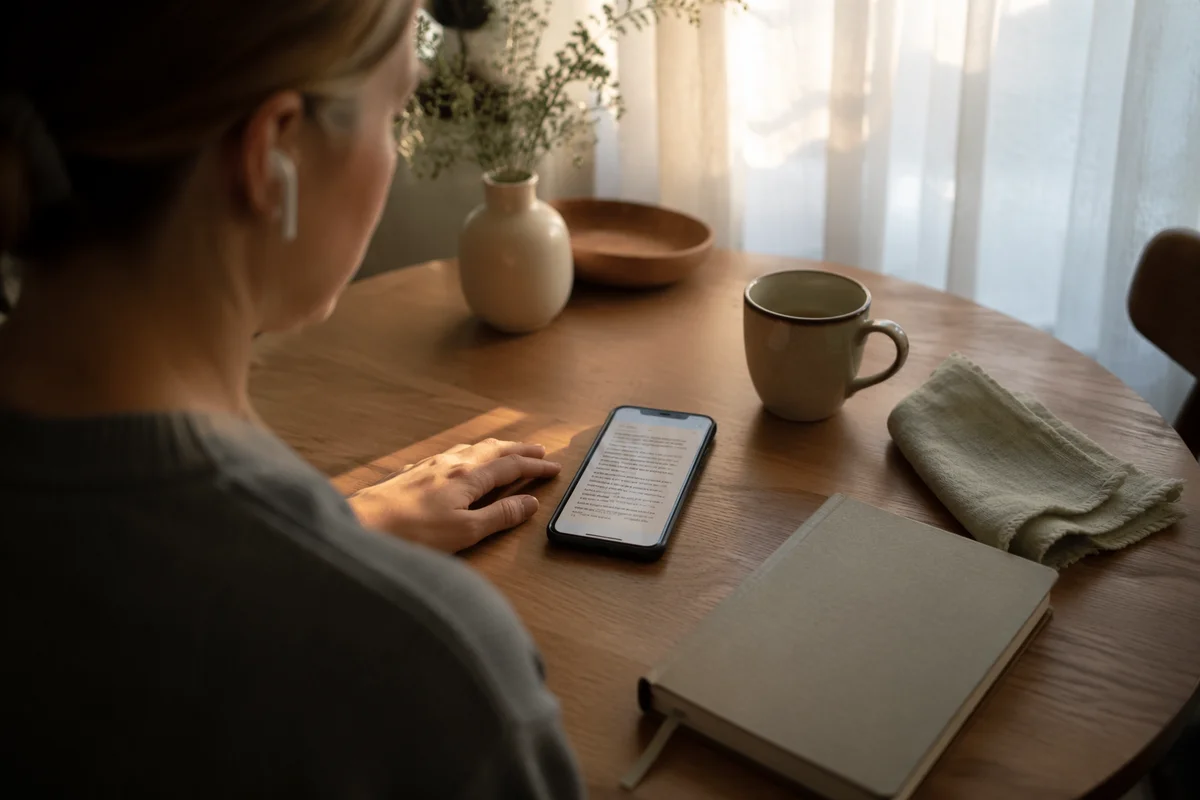 Smartphone Bible App on Morning Table