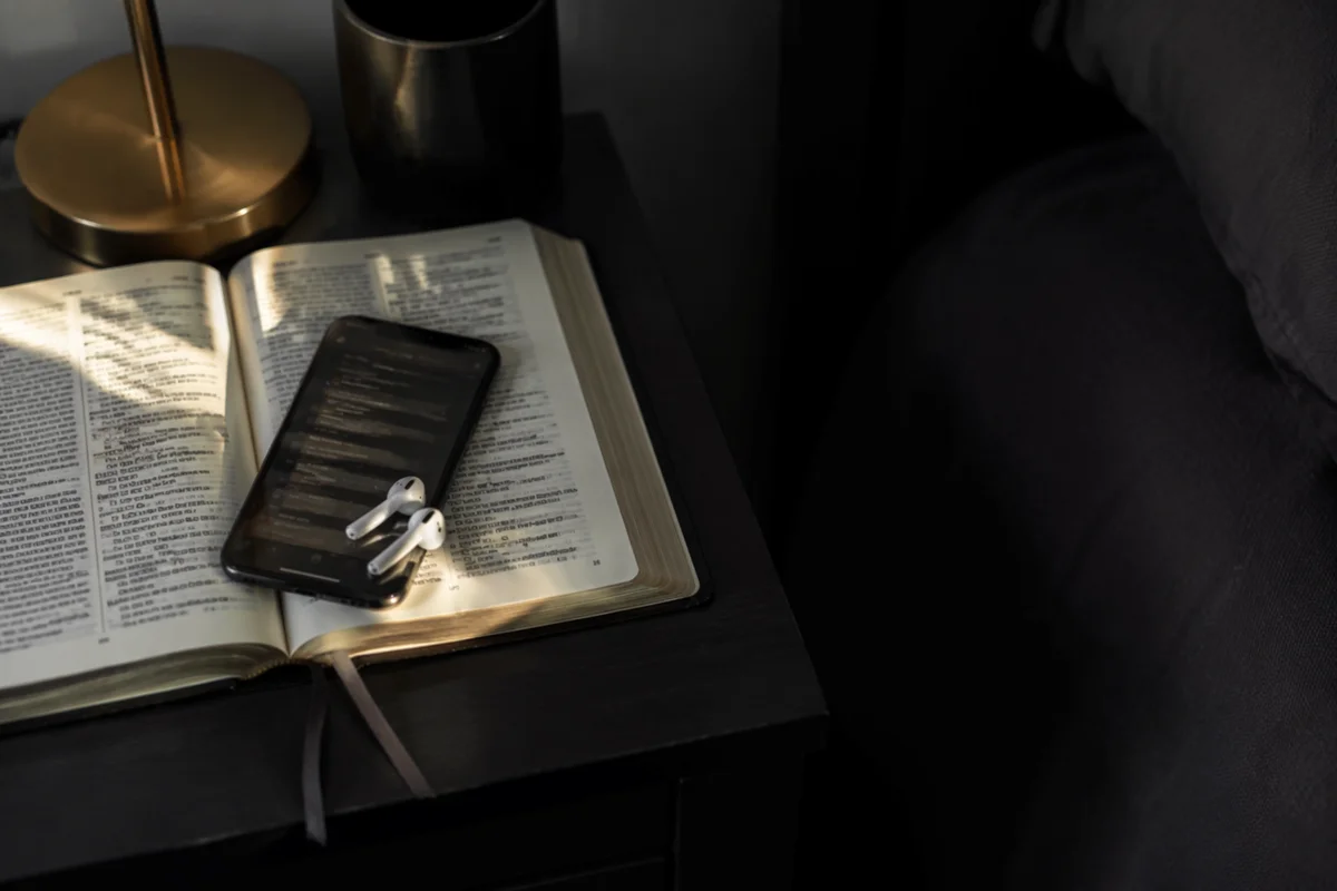 Morning Bible App with Earbuds Devotion