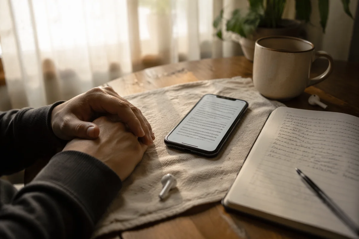 Morning Table with Phone and Earbuds