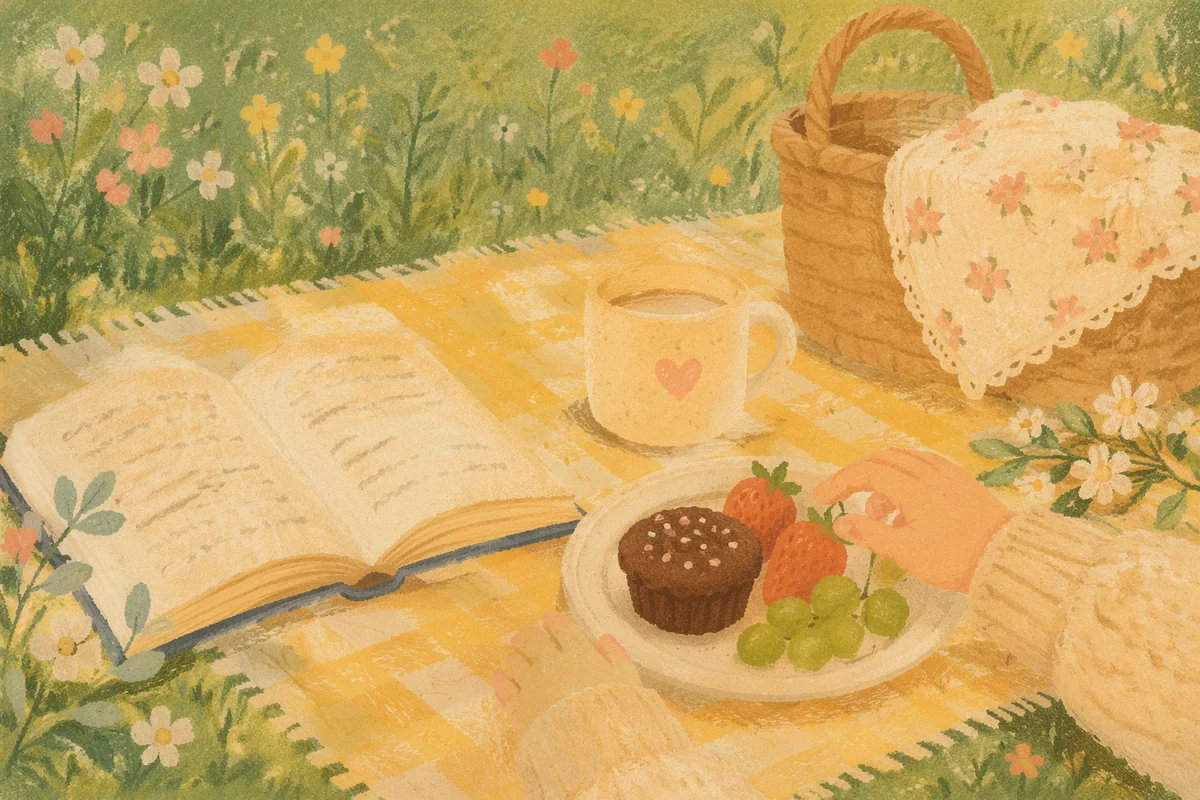Cozy Park Picnic with Books and Pastry