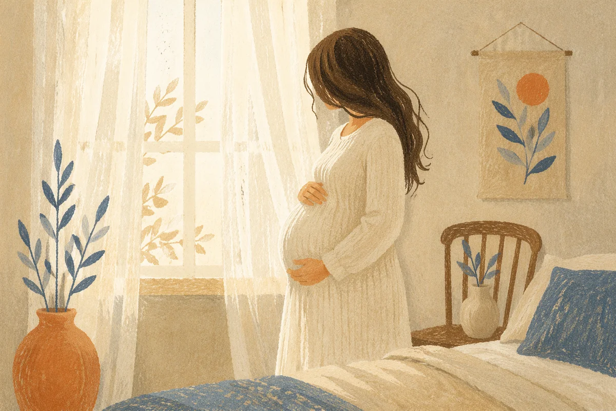 Serene Pregnant Woman by Window Light