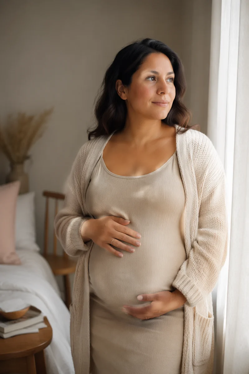 Pregnant Woman by Bedroom Window