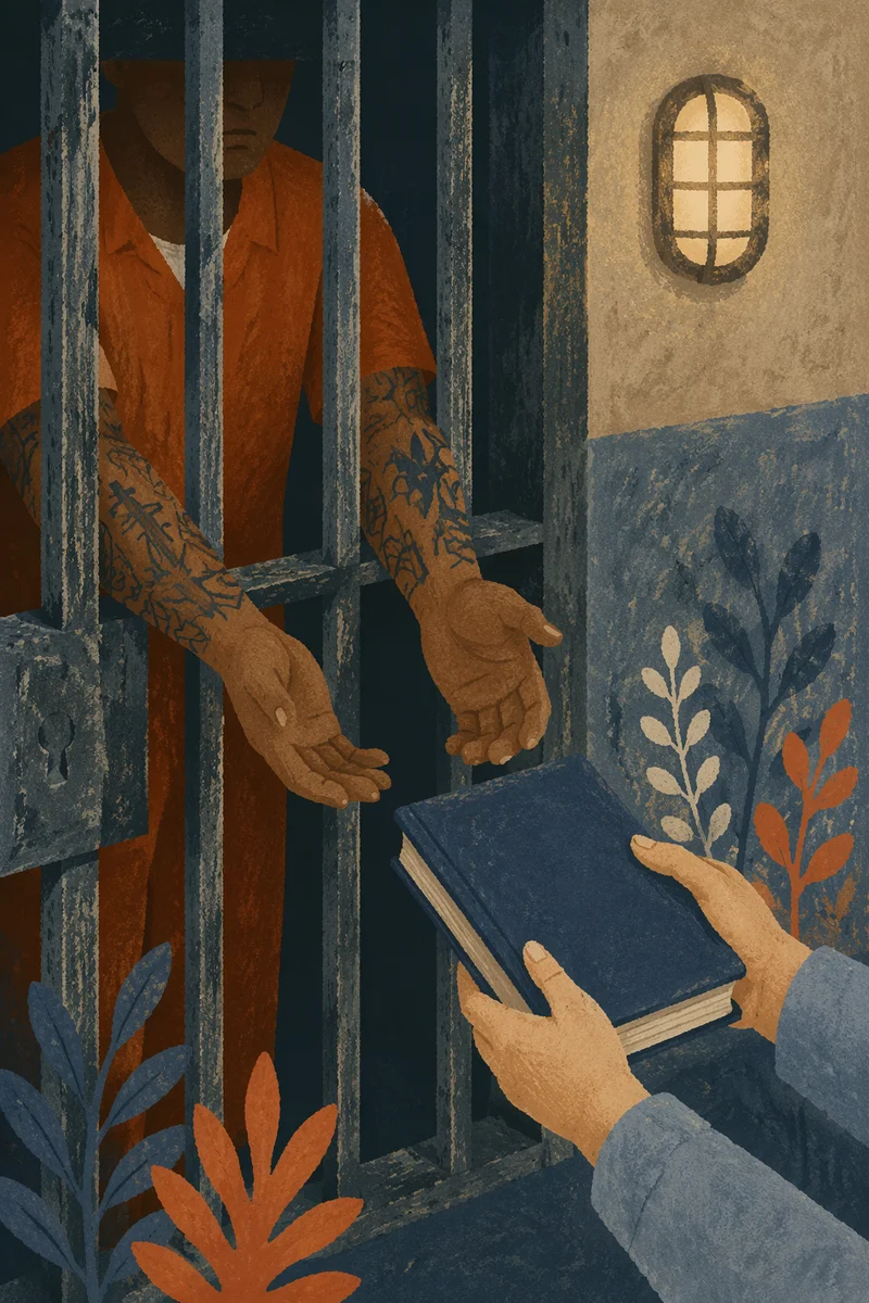 Hands Reaching Through Prison Cell Bars