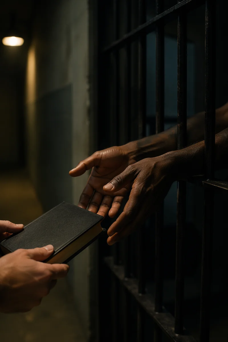 Hands Reaching Through Prison Bars