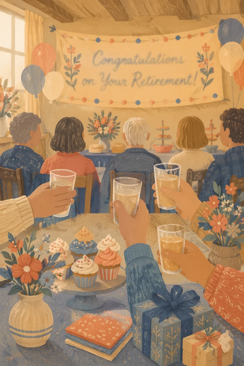 Warm Retirement Party Banner Celebration Scene