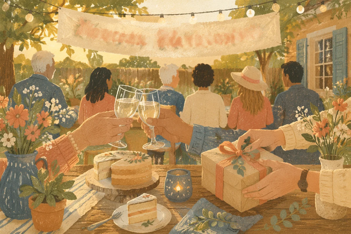 Warm Backyard Retirement Celebration Banner Scene