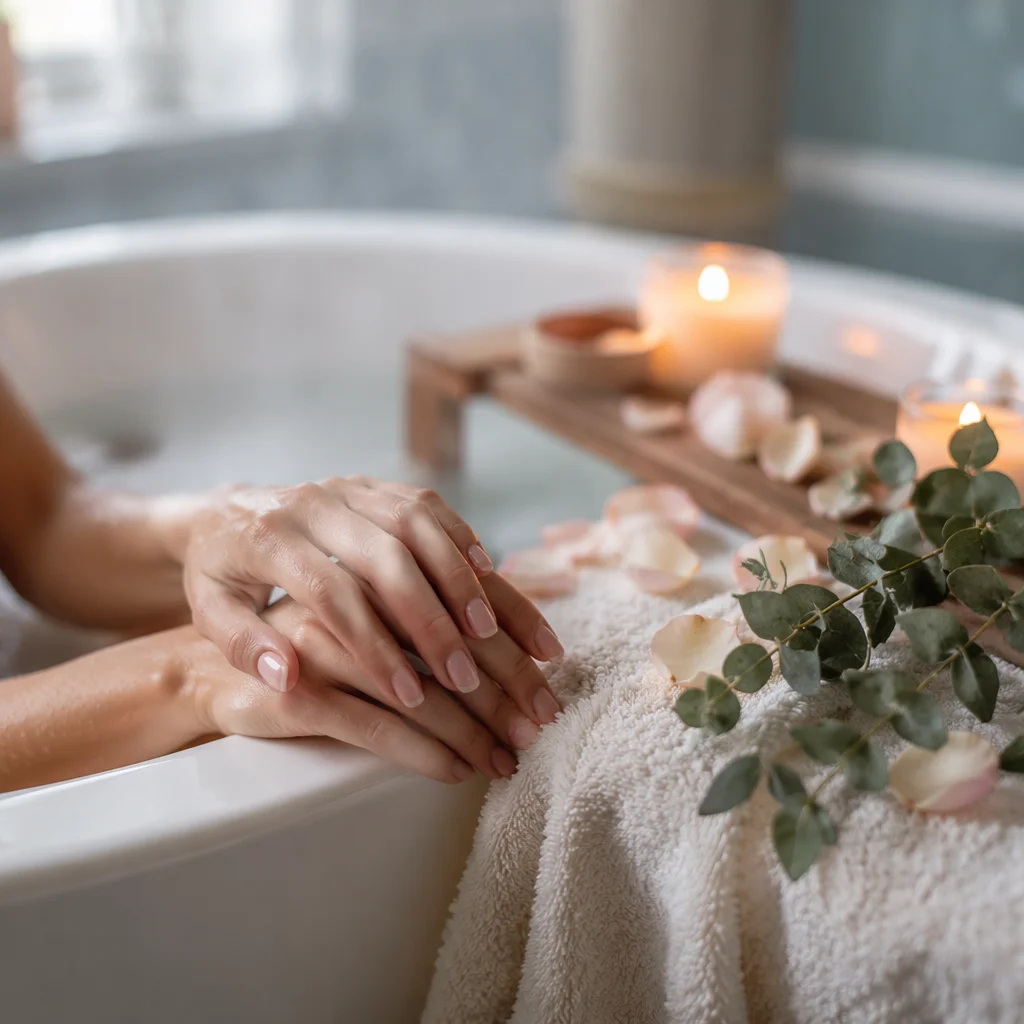 Peaceful Self Care Bath With Candles