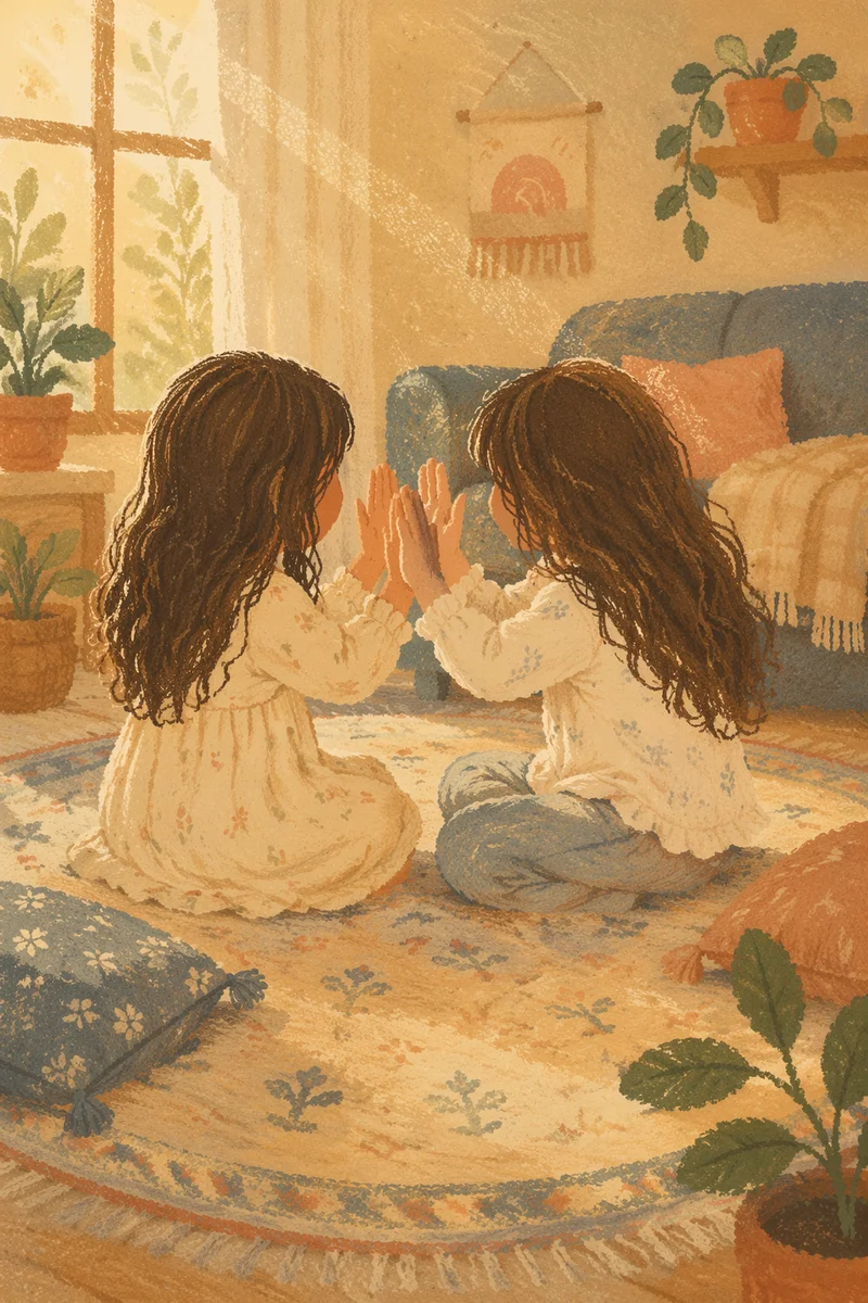 Joyful Siblings Playing in Cozy Living Room