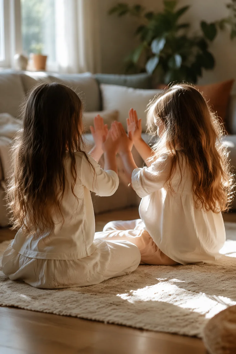 Joyful Siblings Playing in Cozy Living Room