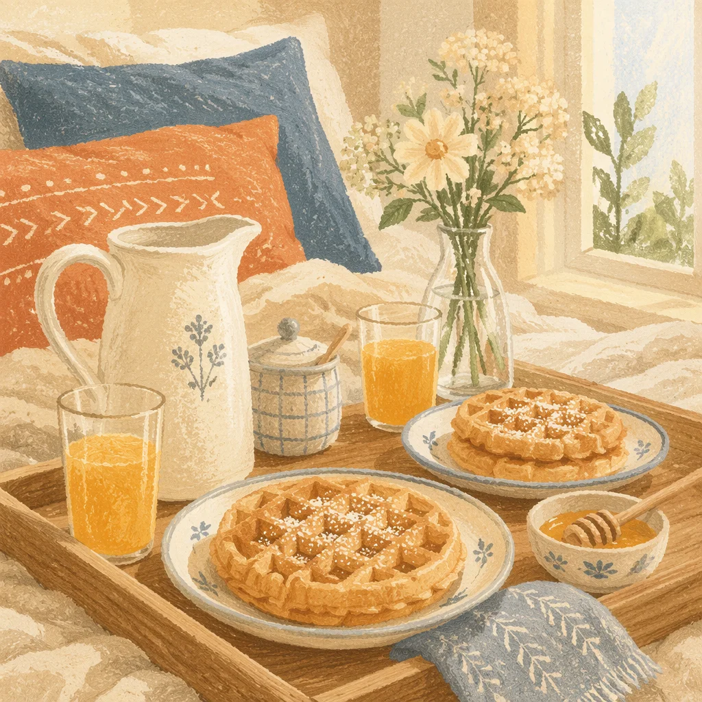 Slow Living Breakfast Tray With Cream Flowers