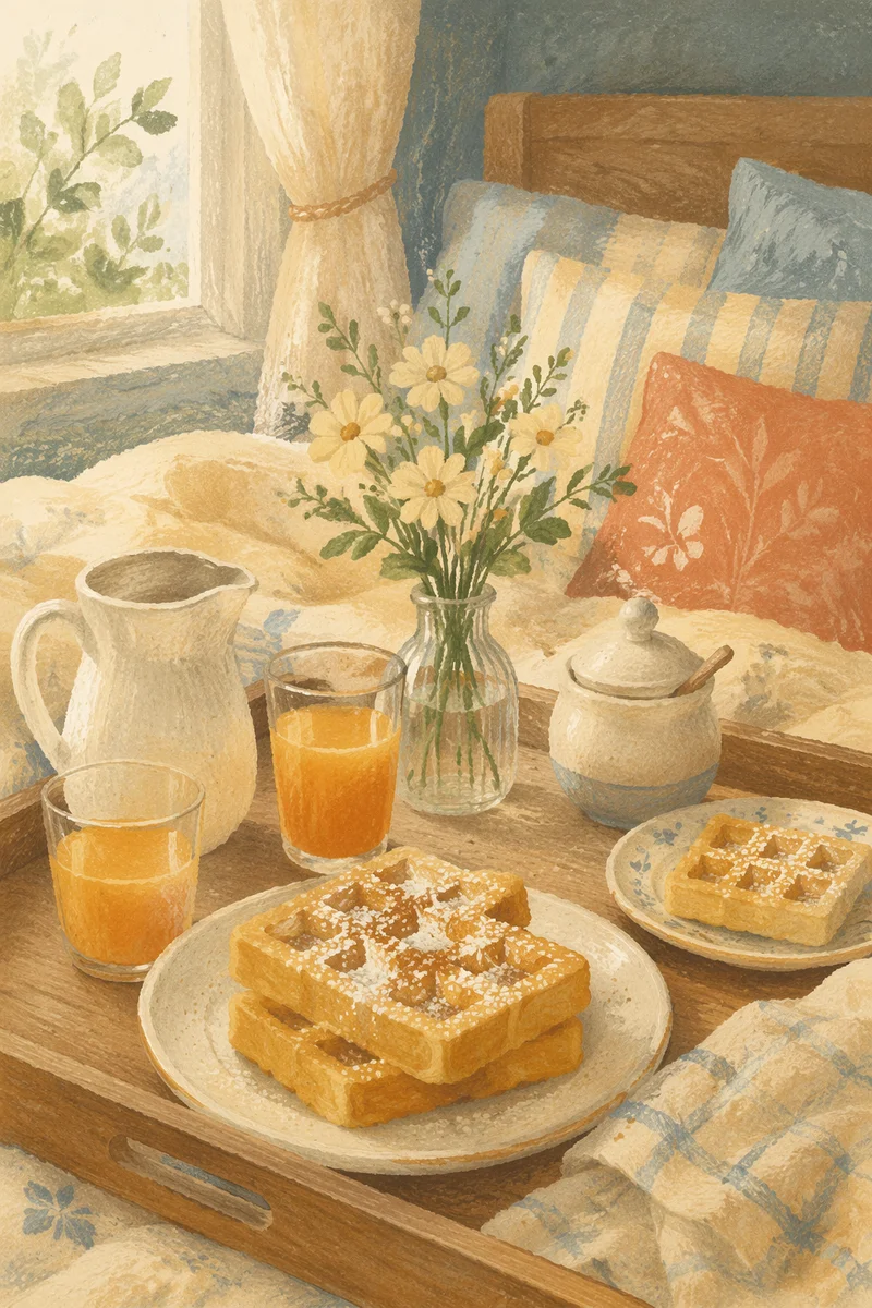 Slow Living Breakfast Tray with Cream Flowers