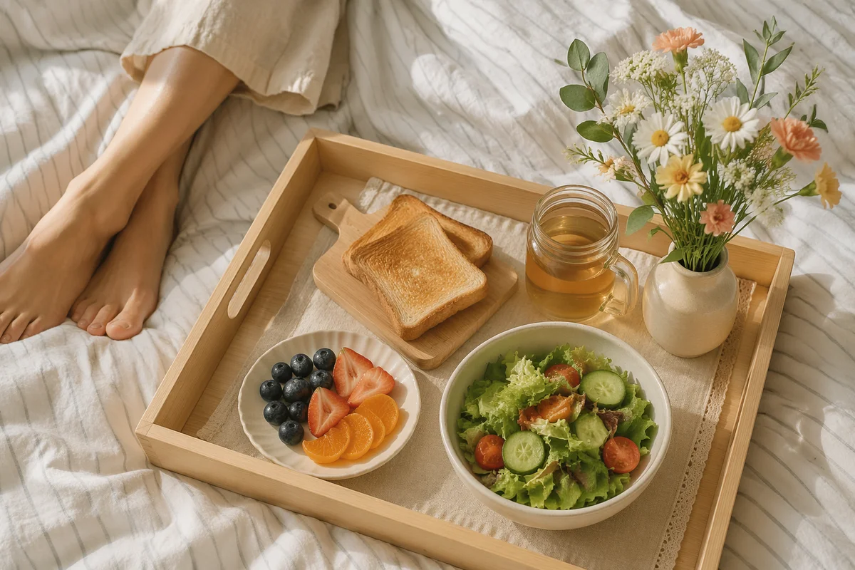 Slow Morning Breakfast Tray with Flowers