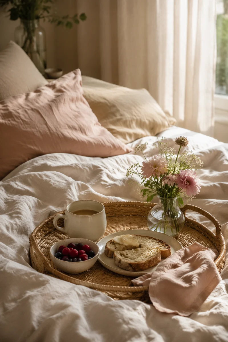 Slow Living Breakfast Tray with Flowers