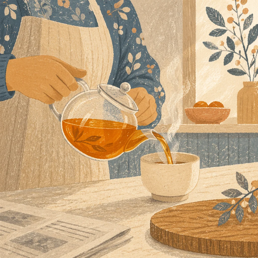 Slow Morning Tea Ritual in Kitchen