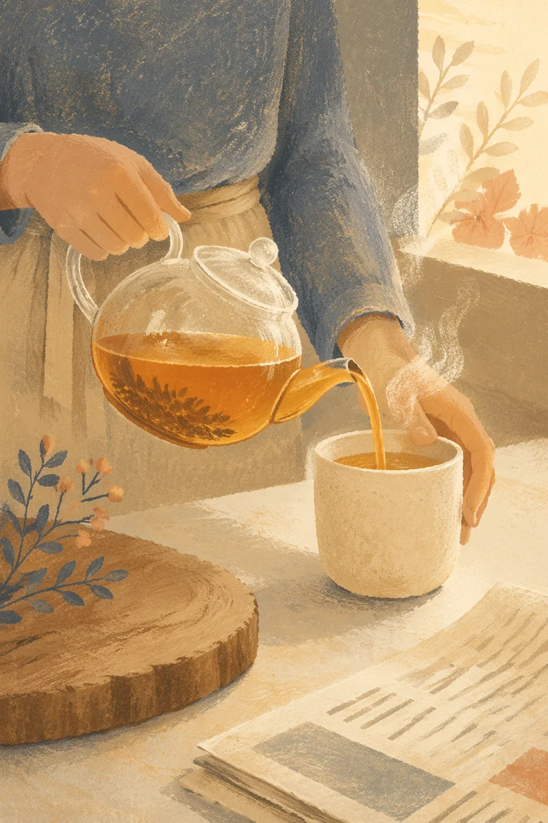Slow Morning Tea Ritual in Kitchen