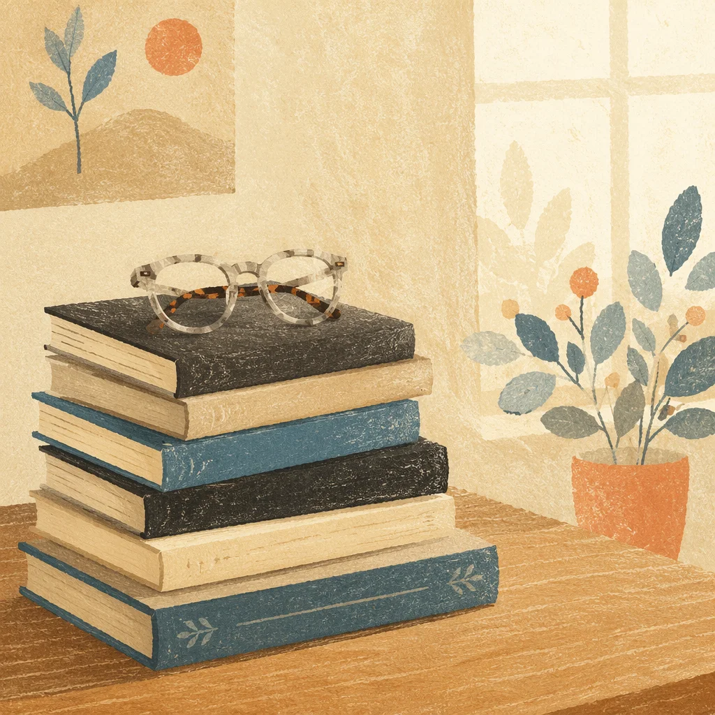 Cozy Books and Reading Glasses Still Life