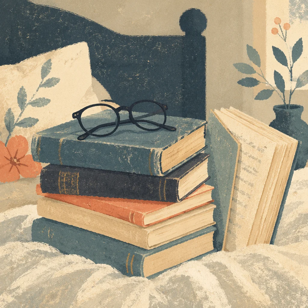 Cozy Books and Glasses Morning Still Life