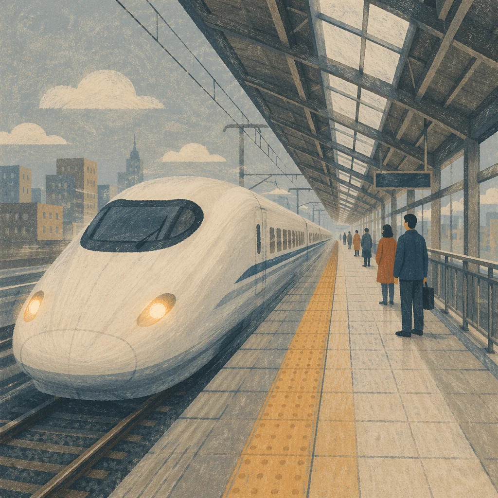 Urban Train Arrival at Covered Platform