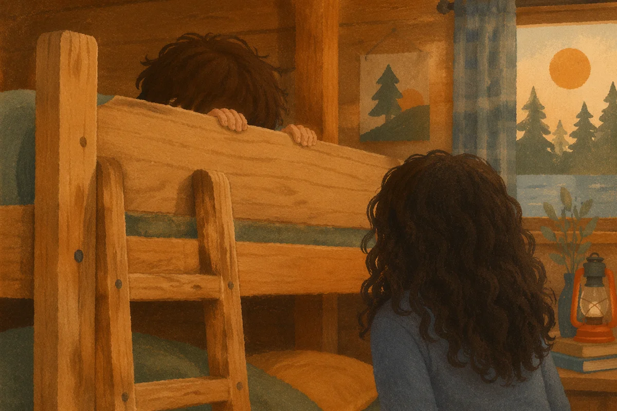 Cozy Summer Camp Cabin Bunk Bed Morning