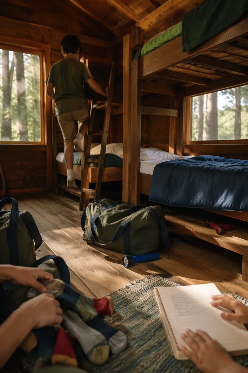 Cozy Summer Camp Cabin Bunk Bed Scene
