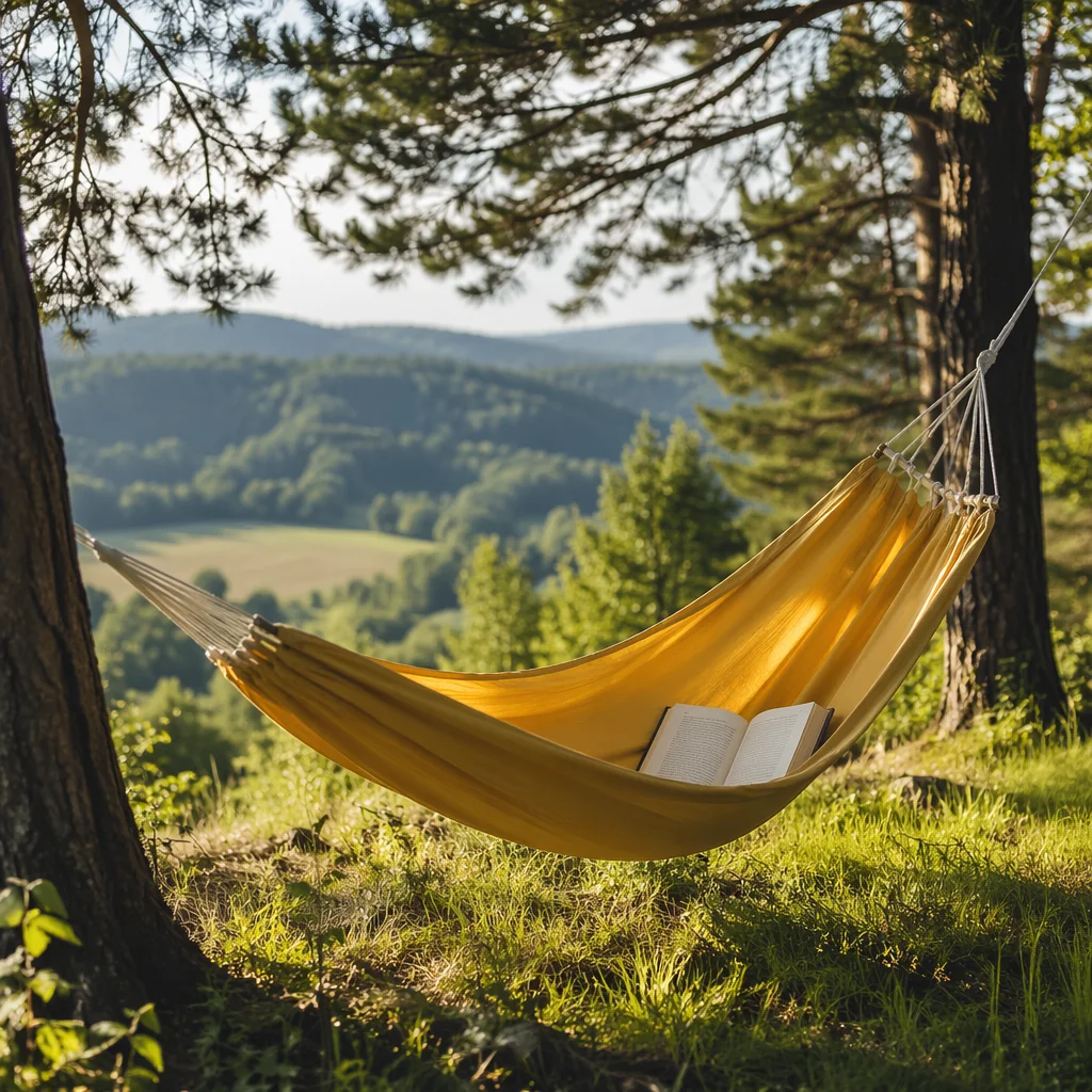 Peaceful Summer Hammock Under Pine Trees