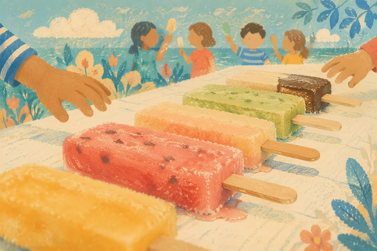 Kids Reaching for Summer Fruit Popsicles