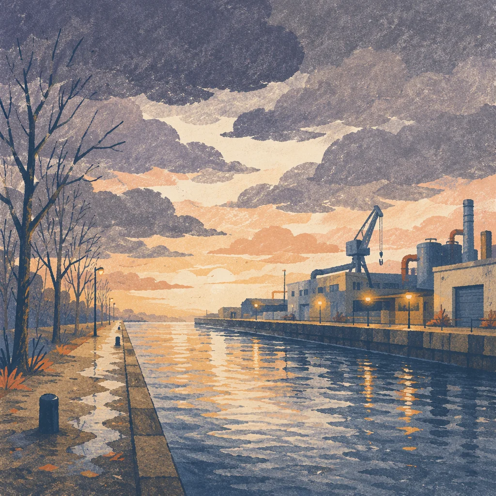 Peaceful Canal Sunrise After the Storm